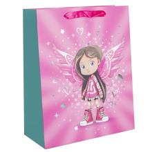 PAPIEROVÁ TAŠKA S MATNOU, LESKLOU POTLAČOU, RUŽOVÝ ANJEL