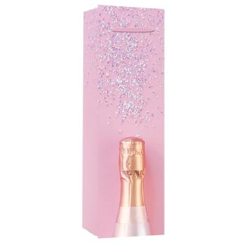 PAPIEROVÉ VRECKO VÍNO MATNÉ RUŽOVÉ KONFETY, ŠAMPANSKÉ