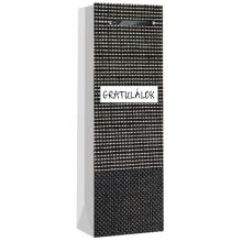 PAPIEROVÉ TAŠKY S VÍNNOU PODLOŽKOU, ČIERNOBIELE KOCKOVANÉ, S NÁPISOM " GRATULÁLOK "