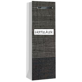 PAPIEROVÉ TAŠKY S VÍNNOU PODLOŽKOU, ČIERNOBIELE KOCKOVANÉ, S NÁPISOM " GRATULÁLOK "