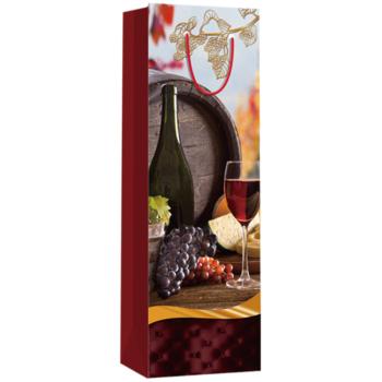 PAPIEROVÉ VRECKO NA VÍNO, PODLOŽKA, SUD PRED VÍNOM, HROZNO, POHÁR VÍNA