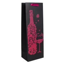 PAPIEROVÁ TAŠKA NA VÍNO MATNÁ 12X36 ČIERNA RUŽOVÁ