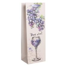 PAPIEROVÉ VRECKO S PODLOŽKOU NA VÍNO, FIALOVÉ HROZNO A VÍNO, NÁPIS " BEST WINE "