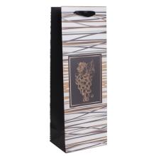 PAPIEROVÉ VRECKÁ S PODLOŽKOU NA VÍNO, BIELE A HNEDÉ PRUHY, HNEDÉ HROZNO