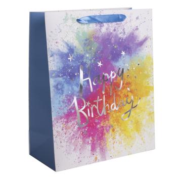 PAPIEROVÁ TAŠKA MATNÁ HOLOGRAFICKÁ HAPPY BIRTHDAY 31X42