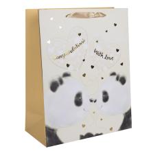 PAPIEROVÉ TAŠKY S MATNOU POTLAČOU VZOR PANDA PÁR 26X32