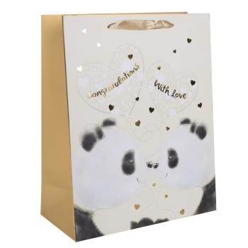 PAPIEROVÉ TAŠKY S MATNOU POTLAČOU VZOR PANDA PÁR 26X32