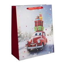 PAPIEROVÉ TAŠKY MATNÉ ČERVENÉ S LESKLOU POTLAČOU, ČERVENÉ NA DARČEKY DO AUTA