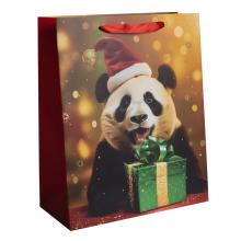 PAPIEROVÉ TAŠKY S MATNÝM POVRCHOM, DARČEKOVÁ PANDA, SANTOV KLOBÚK