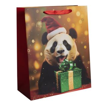 PAPIEROVÉ TAŠKY S MATNÝM POVRCHOM, DARČEKOVÁ PANDA, SANTOV KLOBÚK