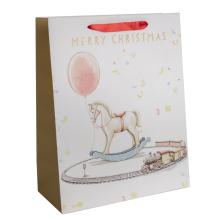 PAPIEROVÉ TAŠKY MATNÉ, NÁPIS "MERRY CHRISTMAS", HOJDACÍ KÔŇ A VLAK