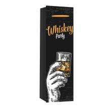 PAPIEROVÁ TAŠKA S VÍNOM, MATNÁ, NÁPOJ V RUKE, S NÁPISOM " WHISKEY PARTY "