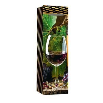 PAPIEROVÉ VRECKO S PODLOŽKOU NA VÍNO, POHÁR NA ČERVENÉ VÍNO, HROZNOVÝ LIST