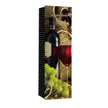 PAPIEROVÉ VRECKÁ S PODLOŽKOU NA VÍNO, POHÁR NA ČERVENÉ VÍNO A POHÁR S HROZNOM