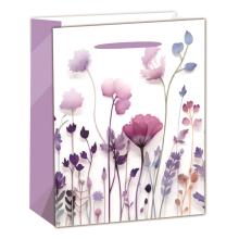 PAPIEROVÉ TAŠKY MATNÉ, LÚČNE KVETY, FIALOVÉ