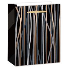 PAPIEROVÉ TAŠKY MATNÉ, LESKLÁ BRONZOVÁ POTLAČ, ČIERNY/BRONZOVÝ PRUH