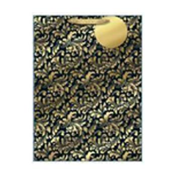 PAPIEROVÉ TAŠKY S MATNOU ZLATOU LESKLOU POTLAČOU, ZLATÝ A ČIERNY VZOR