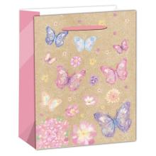 PAPIEROVÁ TAŠKA MATNÁ, PASTELOVÉ MOTÝLE