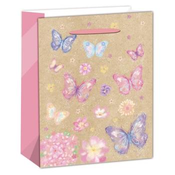 PAPIEROVÁ TAŠKA MATNÁ, PASTELOVÉ MOTÝLE
