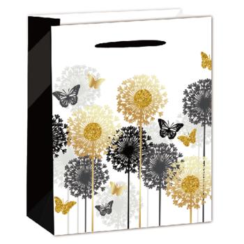 PAPIEROVÉ TAŠKY S MATNOU ZLATOU LESKLOU POTLAČOU, PÚPAVY, ČIERNA A ZLATÁ