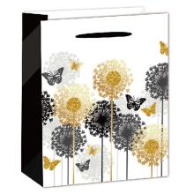 PAPIEROVÉ TAŠKY S MATNOU ZLATOU LESKLOU POTLAČOU, PÚPAVY, ČIERNA A ZLATÁ