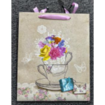 PAPIEROVÁ TAŠKA MATNÁ, KYTICA KVETOV V ŠÁLKE