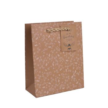 PAPIEROVÁ TAŠKA MATNÁ, S KARTOU, ZÁVES SO VZOROM PŠENIČNEJ TRÁVY