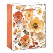 PAPIEROVÉ TAŠKY S MATNÝMI ORANŽOVÝMI KVETMI