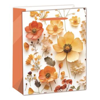 PAPIEROVÉ TAŠKY S MATNÝMI ORANŽOVÝMI KVETMI