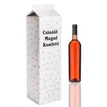 PAPIEROVÝ KARTÓN NA NÁPOJE, TVAR KARTÓNU NA MLIEKO, NÁPIS A VZOR "CSINÁLD MAGAD KONFETTI"