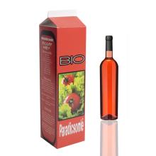 PAPIEROVÝ OBAL NA NÁPOJE V TVARE KRABICE OD MLIEKA S NÁPISOM "BIO PARADICSOMLÉ"