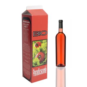 PAPIEROVÝ OBAL NA NÁPOJE V TVARE KRABICE OD MLIEKA S NÁPISOM "BIO PARADICSOMLÉ"