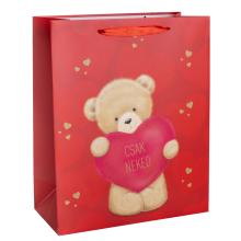 PAPIEROVÉ TAŠKY S MATNÝMI, STUŽKOVÝMI UŠAMI, MEDVEDÍM SRDCOM S NÁPISOM "CSAK NEKED"