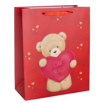PAPIEROVÉ TAŠKY S MATNÝMI, STUŽKOVÝMI UŠAMI, MEDVEDÍM SRDCOM S NÁPISOM "CSAK NEKED"