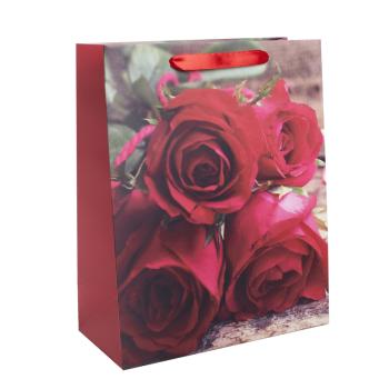 PAPIEROVÉ TAŠKY MATNÉ, ČERVENÉ RUŽE