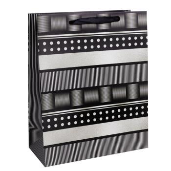 PAPIEROVÉ TAŠKY S MATNÝM, ČIERNYM A STRIEBORNÝM VZOROM