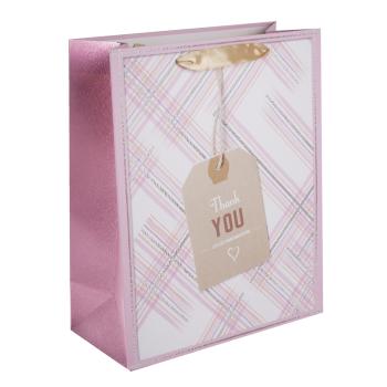 PAPIEROVÁ TAŠKA MATNÁ, "THANK YOU", FIALOVÁ