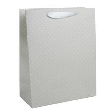 PAPIEROVÁ TAŠKA MATNÁ, BLEDOZELENÁ/BIELA S BODKAMI