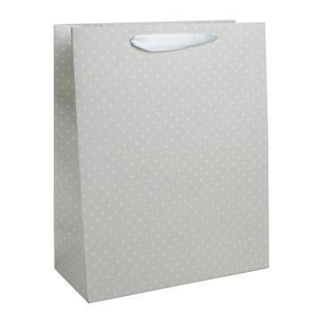 PAPIEROVÁ TAŠKA MATNÁ, BLEDOZELENÁ/BIELA S BODKAMI