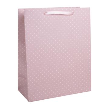 PAPIEROVÉ TAŠKY MATNÉ, BLEDORUŽOVÉ/KRÉMOVÉ BODKY