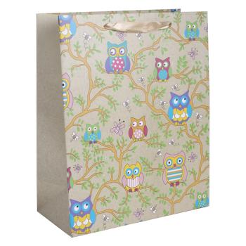 PAPIEROVÉ TAŠKY MATNÉ, FAREBNÉ SOVY NA STROME