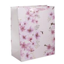 PAPIEROVÉ TAŠKY S MATNOU, LESKLOU POTLAČOU RUŽOVÉHO BROSKYŇOVÉHO KVETU