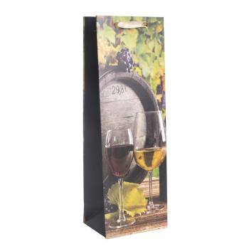 PAPIEROVÉ VRECKO S PODLOŽKOU NA VÍNO, SUD + 2 VÍNA