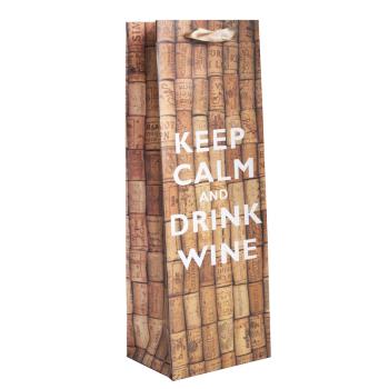PAPIEROVÉ VRECKÁ S PODLOŽKOU POD VÍNO, NÁPIS "KEEP CALM AND DRINK WINE", ZÁTKY NA VÍNO