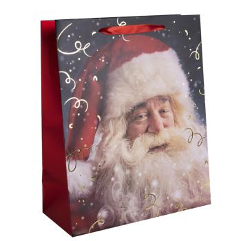 PAPIEROVÉ TAŠKY MATNÉ, ZLATÉ S LESKLOU POTLAČOU, SANTA CLAUS