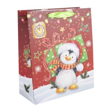 PAPIEROVÁ TAŠKA S MATNÝM POVRCHOM, DARČEK S TUČNIAKOM, KLOBÚK SANTA