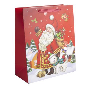 PAPIEROVÉ TAŠKY S PODLOŽKOU, DARČEKMI SANTA CLAUS A ĽADOVÝM MEDVEĎOM, ZAJAČIKOM