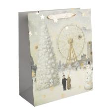 PAPIEROVÉ TAŠKY S MATNOU, ZLATOU LESKLOU POTLAČOU, BIELA BOROVICA, SNEHULIAK, RUSKÉ KOLO