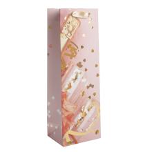 PAPIEROVÉ TAŠKY S VÍNOM, MATNÉ, ZLATÁ LESKLÁ POTLAČ, RUŽOVÉ POZADIE POHÁRE