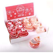 PAPIEROVÁ DARČEKOVÁ KRABICA, DVOJVRSTVOVÁ TORTA, ČERVENO-ORANŽOVÁ